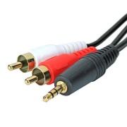 Audio 3.5mm Stereo Plug to 2 x RCA Plug Black PVC Cable