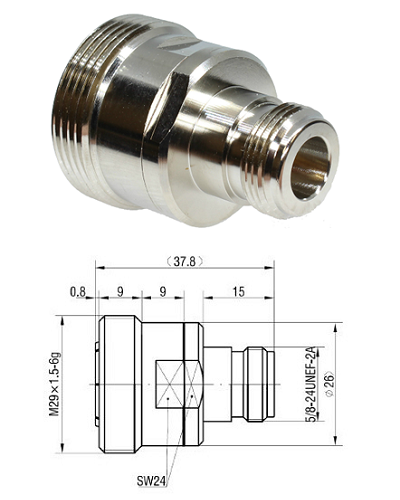 Adaptor 7/16 Female to N Female (37.8mm)