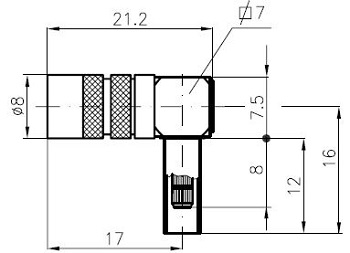 1.0/2.3 Right Angled Crimp Plug Flex 6/75