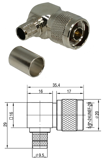 N Type Right-Angled Crimp Plug LMR400