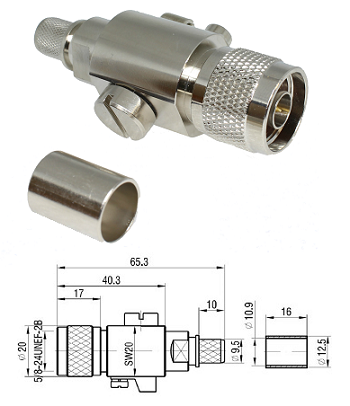 N Type Plug GDT Lighting Arrester (5.8GHz) LMR400