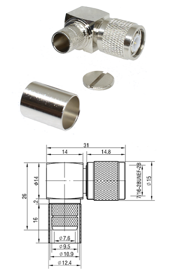 TNC Right-Angled Crimp Plug LMR400