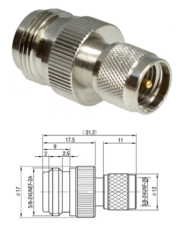 Mini UHF Male - N Female Adaptor