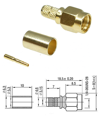 SMA-RP Crimp Plug RG58, LMR195