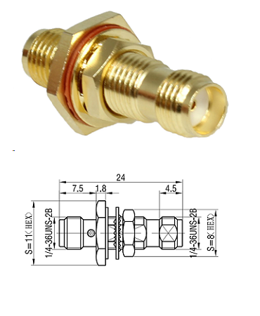 SMA Jack/Jack Bulkhead Adaptor