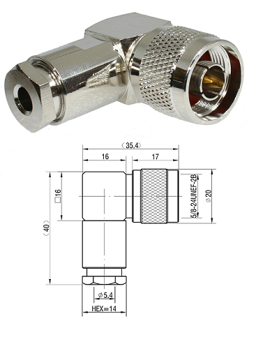 N Type Right-Angled Clamp Plug RG58