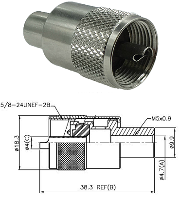 UHF Solder Plug RG58 (Nickel Plated) 38.3mm