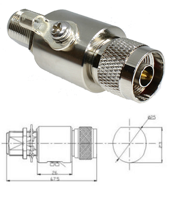 N Male/Female B/H GDT Lighting Arrester (DC-3GHz) 230v