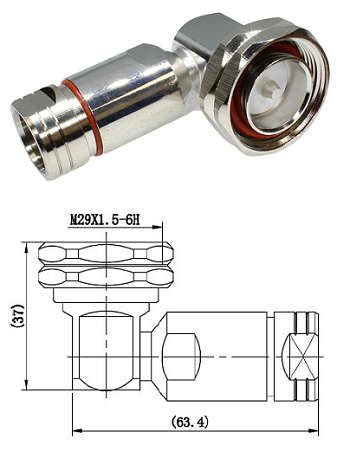 7/16 Right-Angled Plug for 1/2” Cable