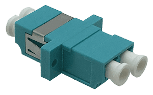 LC/LC Adaptor Duplex OM3 SC Footprint, with flange, aqua