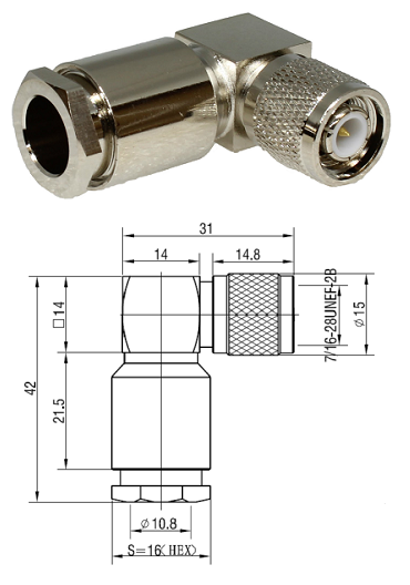 TNC Right-Angled Clamp Plug LMR400