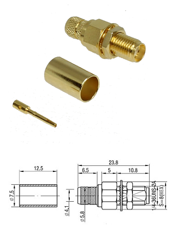 SMA Bulkhead Jack LMR240