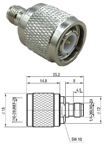 SMA Jack - TNC Plug Adaptor