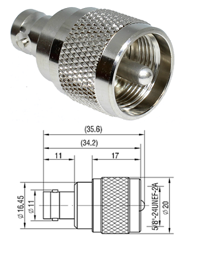 UHF Plug to BNC Jack