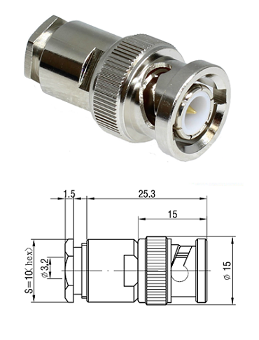 BNC Clamp Plug RG174, RG316