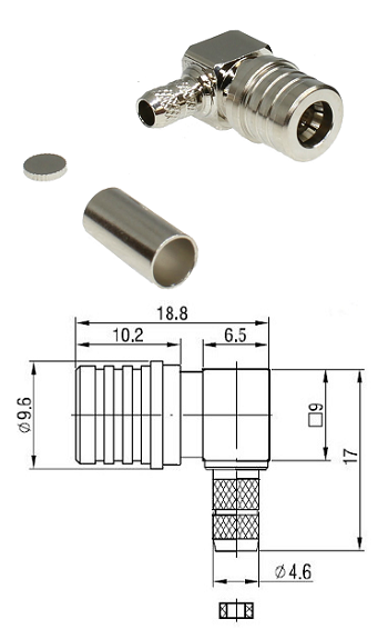 QMA Right-Angled Crimp Plug RG58