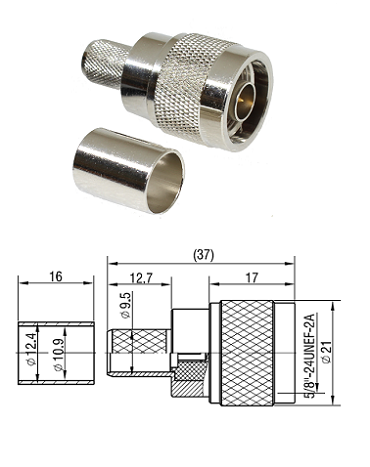 N Type Crimp Plug LMR400 (Easy-Fit)