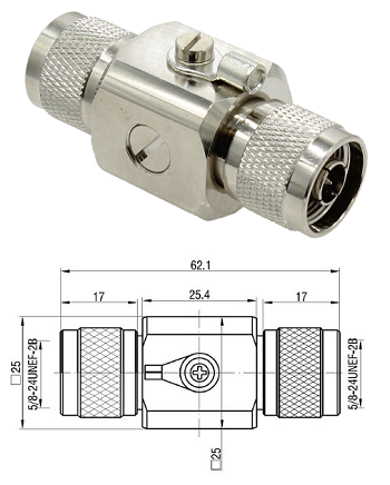 N Type Male/Male GDT Lighting Arrester 230v 