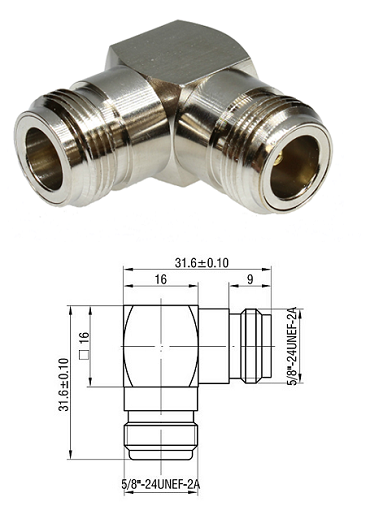 N Type Jack/Jack Right-Angle Adaptor