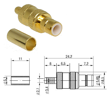 SMB 75 ohm Straight Jack SYV-75-2-2