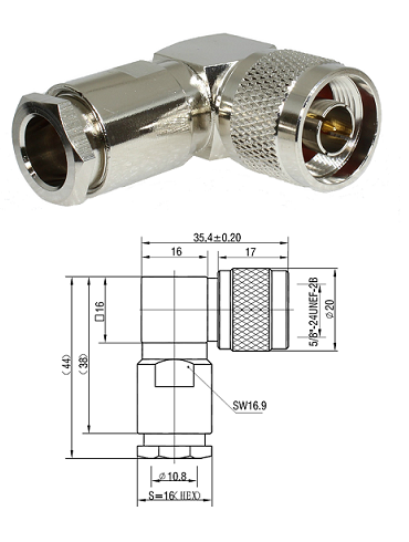 N Type Right-Angled Clamp Plug RG213