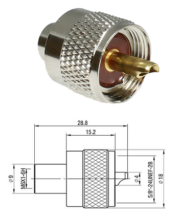 UHF Solder Plug RG58, LMR200 (Nickel Plated)