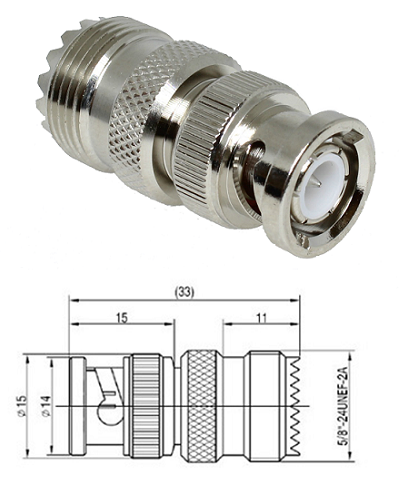 BNC Plug to UHF Jack Adaptor